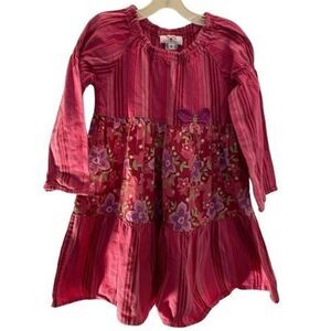 B. Lulu girls, pink floral, longsleeve striped dress size 5T